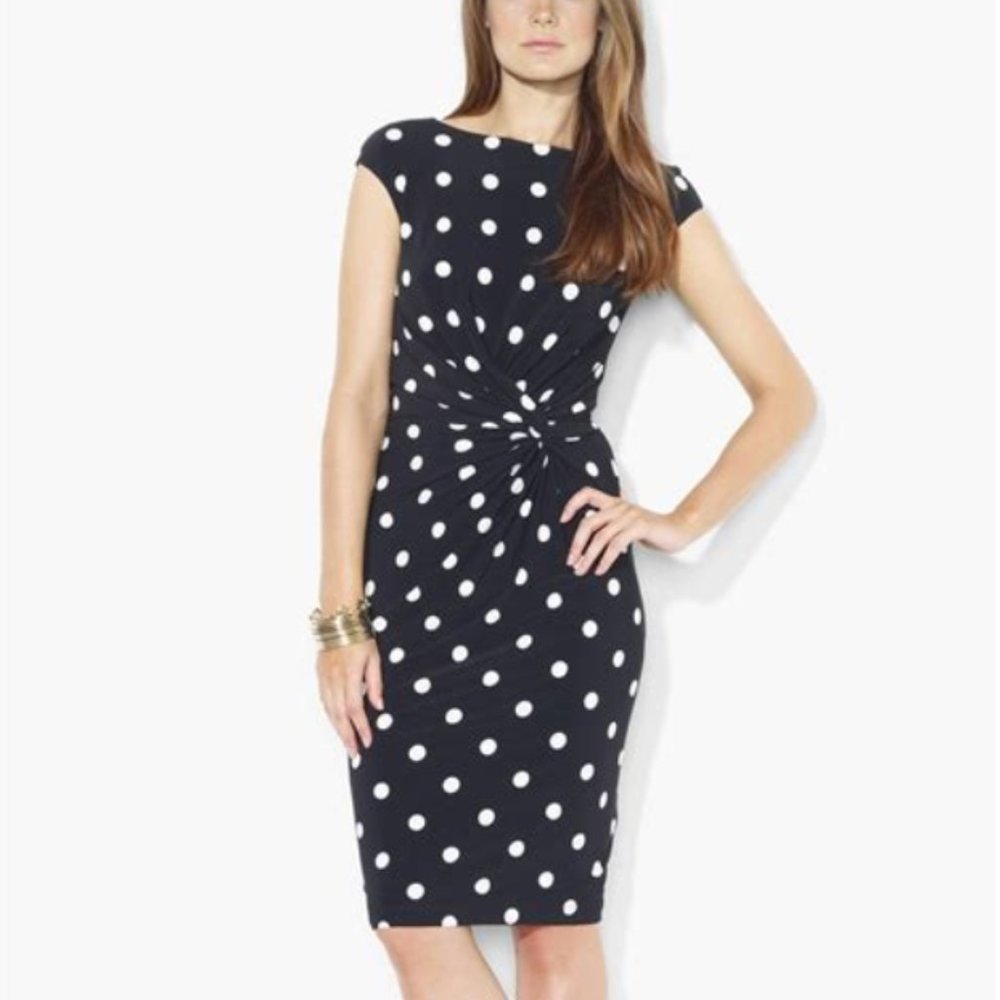 Classic Ralph Lauren blue and wide polka dot dress
